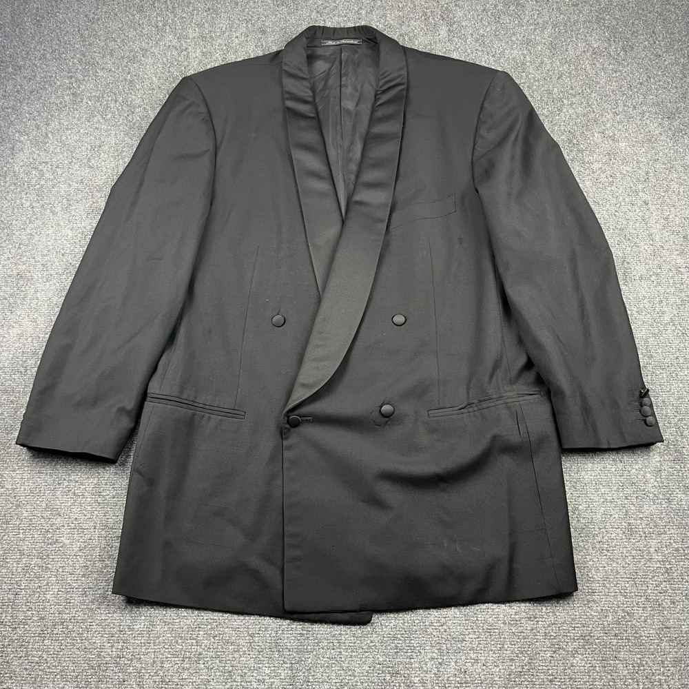 Mens Black Double Breasted Tuxedo Jacket Shawl Lapel Formal Blazer Size 44